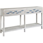 Swimming Upstream Antique White 2 Drawer Aqua Fish Console