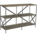 Bengal Manor Mango Wood Scraped Iron Tiered Console Table In Parkview Grey Finish