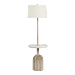 H Wood & Rattan Floor Lamp With Shade