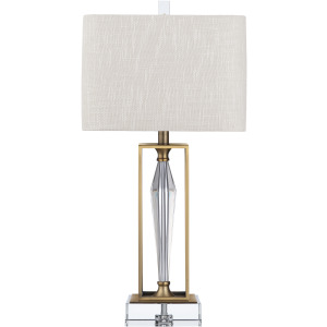 Crystal & Metal Table Lamp With Linen Shade