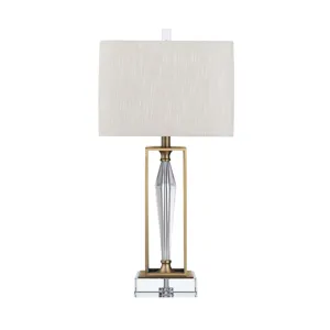 Crystal & Metal Table Lamp With Linen Shade