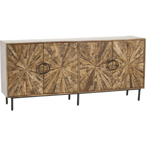 Warm Brown Solid Wood & Metal 4-door Media Credenza/sideboard