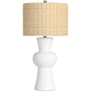 Ceramic Table Lamp w/Rattan Shade