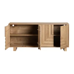 Brown Solid Wood 4-door Media Credenza/sideboard