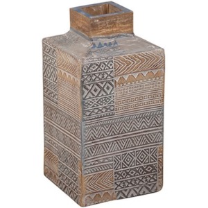 Taos Medium Carved Square Vase