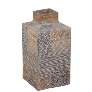 Taos Medium Carved Square Vase