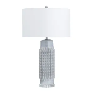 Set Of 2 Powdered Blue Ceramic Lamps With Crystal Bases