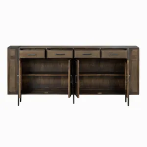 Dark Cherry Brown 4-door, 4 Drawer Media Credenza/sideboard