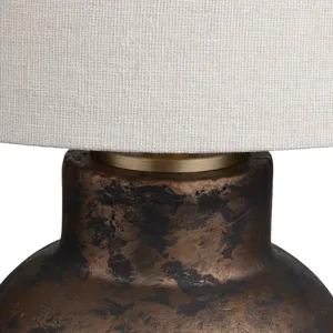 Ceramic And Metal Table Lamp With Oat Linen Shade