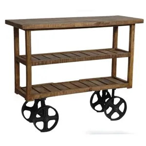 Bengal Manor Mango Wood Industrial Cart