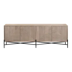 Brown Solid Wood And Metal 4-door Media Credenza/sideboard
