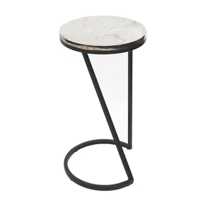 Cream Pyrate And Metal Round Accent/end Table