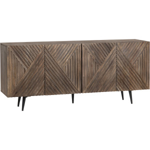 Solid Wood & Metal 4-door Media Credenza/sideboard