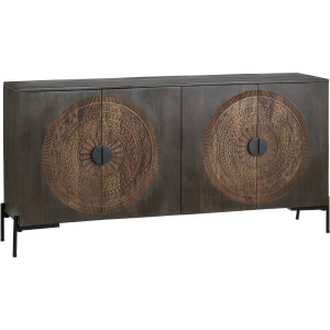 Solid Wood & Metal 4-door Media Credenza/sideboard