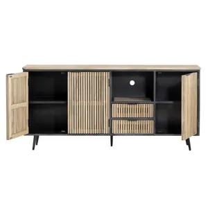 Solid Wood & Metal 3-door, 2-drawer Media Credenza/sideboard