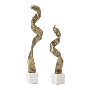 Twist Free Form Sculpture on Marble Base - Set of 2