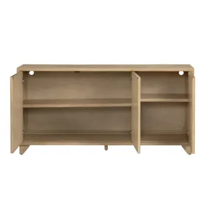 Smooth Tan 3-door Reeded Media Credenza/sideboard