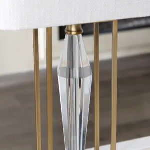 Crystal & Metal Table Lamp With Linen Shade