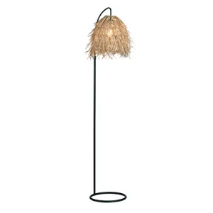 Metal Floor Lamp With Rafia Shade