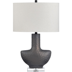 Ceramic & Crystal Table Lamp With Linen Shade
