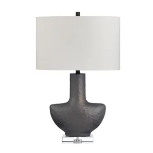 Ceramic & Crystal Table Lamp With Linen Shade