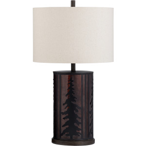 Metal Table Lamp With Nightlight And Mica Shade
