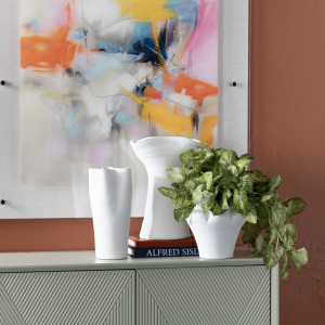 Fenwick Vases 3-piece Modern Sculpted Matte White Vase Set