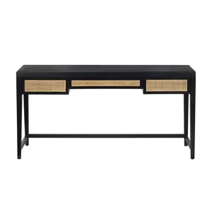 Black Transitional Writing Desk With 3 Drawers