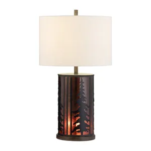 Metal Table Lamp With Nightlight And Mica Shade