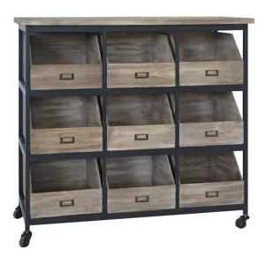 Industria Metal and Wood 9 Open Drawer Storage Chest