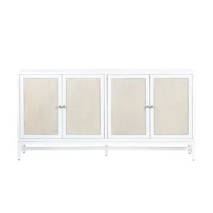 White-washed And Cream 4-door Media Credenza/sideboard