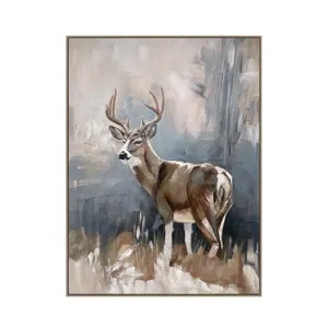 Buck At Dawn Framed Canvas Wall Art