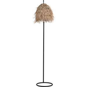 Metal Floor Lamp With Rafia Shade