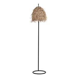 Metal Floor Lamp With Rafia Shade