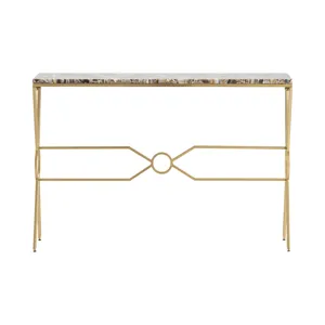 Gold And Blue Agate Top Console Table