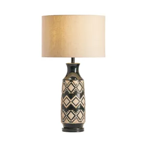 Resin Table Lamp With Oat Linen Shade