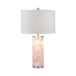 Pink Crystal Base Heidi Table Lamp &amp; Nightlight With White Linen Shade