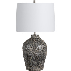 Blue Gray Textured Ceramic Table Lamp With Shade