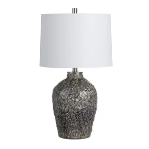 Blue Gray Textured Ceramic Table Lamp With Shade