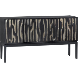 Smooth Black And Tan 4-door Media Credenza/sideboard
