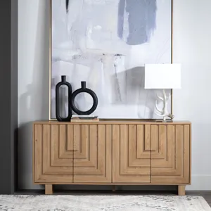 Brown Solid Wood 4-door Media Credenza/sideboard
