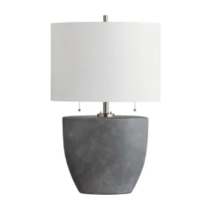 H Ceramic Table Lamp With Linen Shade