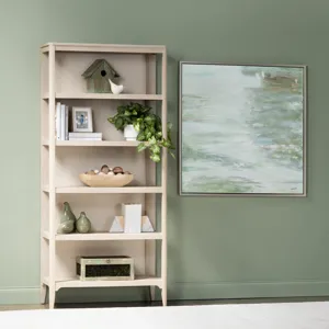 4 Shelf Etagere/ Bookcase With Rafia Back