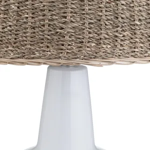 Ceramic & Rattan Table Lamp With Rattan Shade