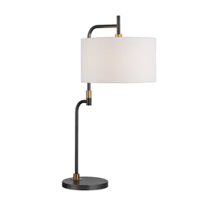 Set Of 2 Metal Table Lamp With Linen Shade