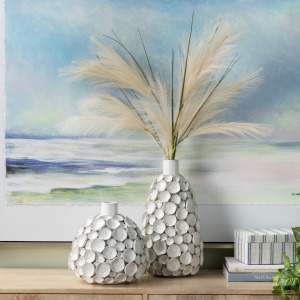Emile 2-piece Textured White Ceramic Vase Set