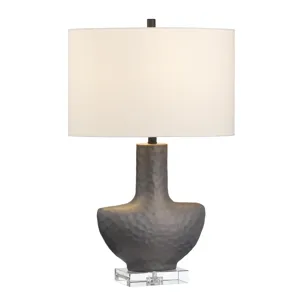 Ceramic & Crystal Table Lamp With Linen Shade