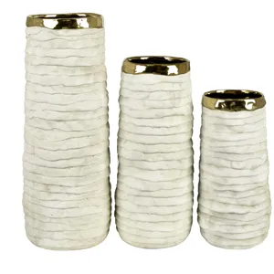 Nadia 3-piece Modern Cream Textured Ceramic Vase Set