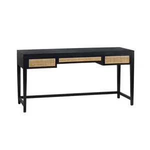 Black Transitional Writing Desk With 3 Drawers