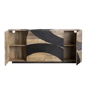 Brown Solid Wood 4-door Media Credenza/sideboard